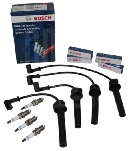 KIT CABLES Y 4 BUJIAS BOSCH FIAT PALIO PUNTO E-TORQ 1.6 16V