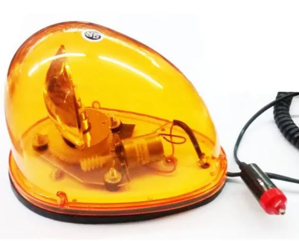 BALIZA GIRATIRIA 12V OVALADA CON IMAN COLOR NARANJA