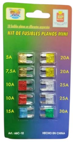 BLISTER 10 MINI FUSIBLES PLANOS SURTIDOS LYF KP