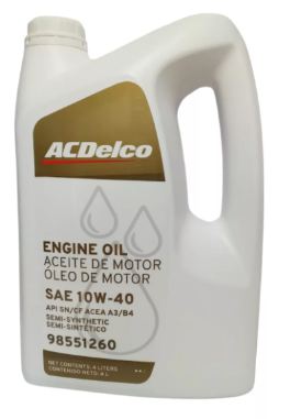 ACEITE ACDELCO 10W40 SN/CF SEMI-SINTETICO 4 LITROS