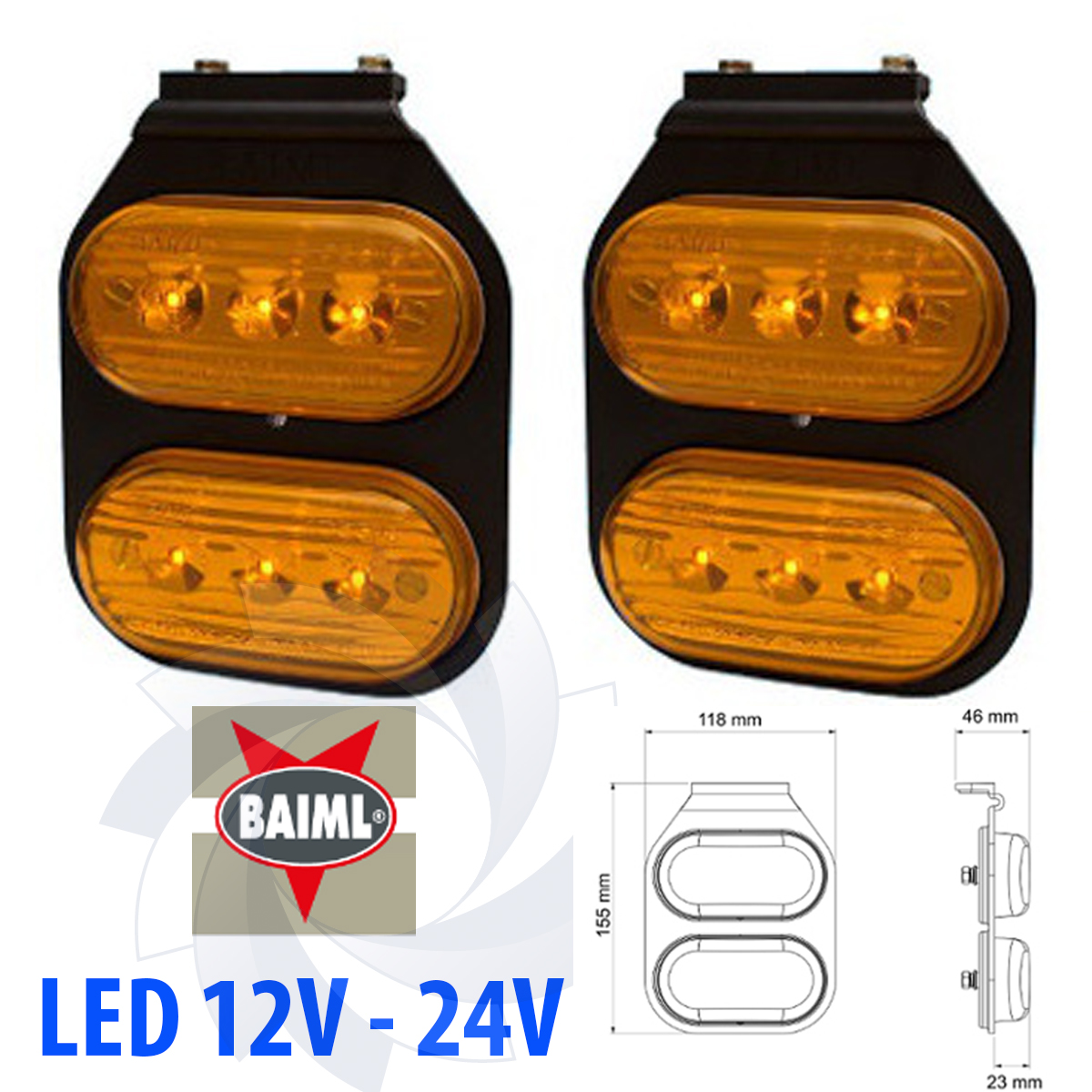 JUEGO FAROS BAIML FLEXIBLES 1033 LED 12V 24V AMBAR AMBAR