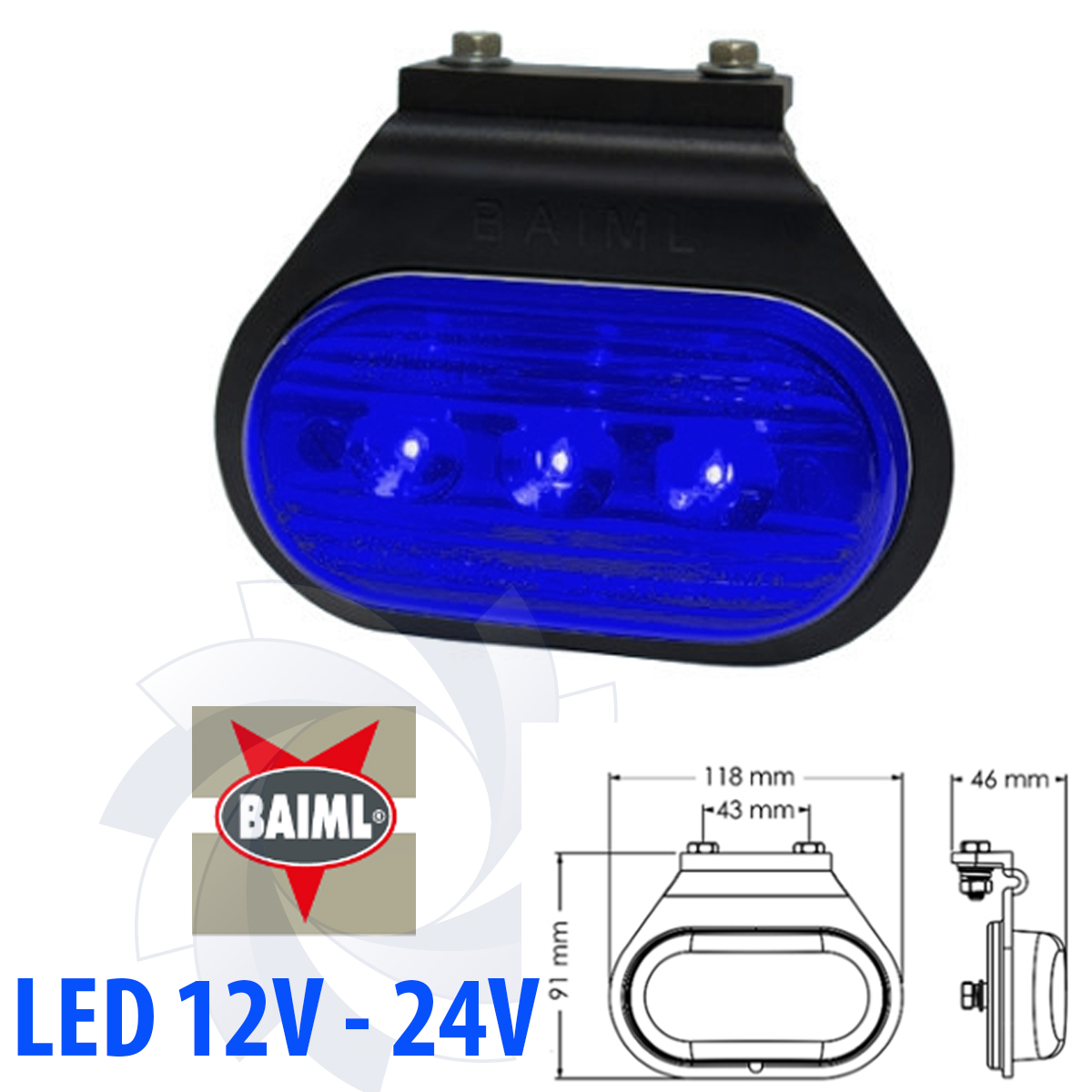 FARO BAIML FLEXIBLE 1033  X UNIDAD 12V 24V 3 LED AZUL