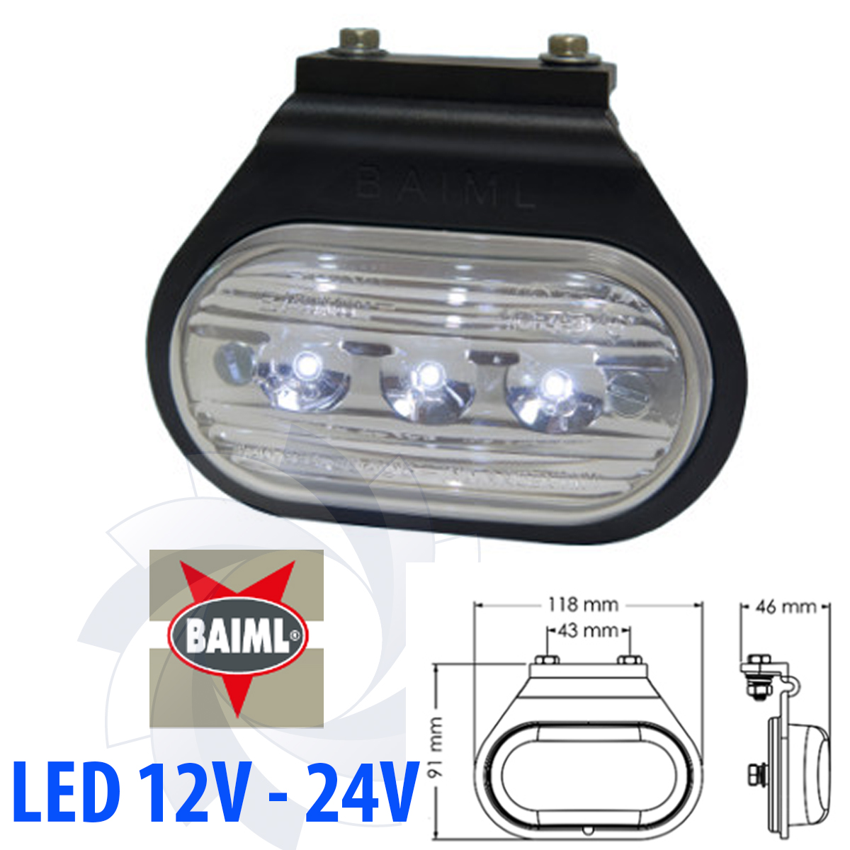 FARO BAIML FLEXIBLE 1033  X UNIDAD 12V 24V 3 LED CRISTAL CALIDO