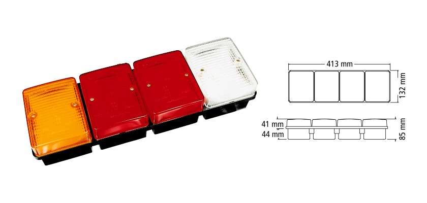 FARO BAIML 1600 TRASERO UNIPOLAR AMBAR ROJO ROJO CRISTAL SIN VENTANA X JUEGO