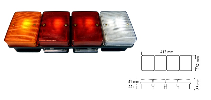 FARO BAIML 1600 TRASERO UNIPOLAR AMBAR ROJO ROJO CRISTAL CON VENTANA X JUEGO