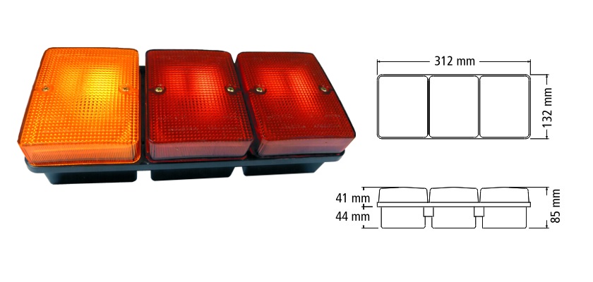 FARO BAIML 1610 TRASERO UNIPOLAR ROJO ROJO AMBAR SIN VENTANA X JUEGO