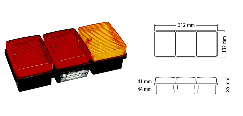 FARO BAIML 1610 TRASERO UNIPOLAR ROJO ROJO AMBAR CON VENTANA X JUEGO