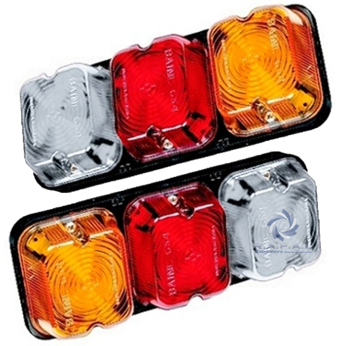 JUEGO DE 2 FAROS TRASEROS BAIML 634 TRIPLE, CRISTAL ROJO Y AMBAR