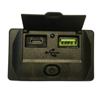 PANEL CARGADOR USB C + USB PARA COLOCAR SIN EMBUTIR con VENTANITA Y ON/OFF